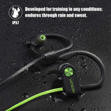 LETSCOM Bluetooth Headphones IPX7 Waterproof, Wireless Sport Earphones - GreenBlack