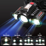 Headlamp,Cobiz Brightest High 6000 Lumen LED Work Headlight,18650 USB Rechargeable Waterproof Flashlight with Zoomable Work Light,Head Lights