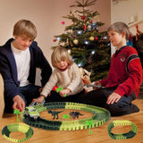 HOMOFY Dinosaur Toys 142pcs Slot Car Race Flexible Tracks 2 Dinosaurs,Create A Road Toys for 3 4 5 6 Year Old Boys Girls Toddlers Birthday Gifts