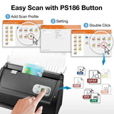 Plustek PS186 High Speed Document Scanner, with Auto Document Feeder (ADF). For Windows 7 / 8 / 10