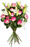 Benchmark Bouquets Light Pink Roses and White Oriental Lilies, No Vase (Fresh Cut Flowers)
