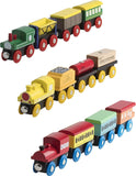 Play22 Wooden Train Set 12 PCS - Train Toys Magnetic Set Includes 3 Engines - Toy Train Sets For Kids Toddler Boys And Girls