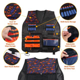 Kids Tactical Vest Kit for Nerf Guns N-Strike Elite Series with Refill Darts, Dart Pouch, Reload Clips, Tactical Mask, Wrist Band Protective Glasses