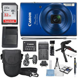 Canon PowerShot ELPH 190 IS Digital Camera (Blue) with 10x Optical Zoom and Built-In Wi-Fi with 32GB SDHC + Flexible tripod+AC/DC Turbo Travel Charge