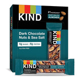 KIND Bars, Dark Chocolate Nuts & Sea Salt, Gluten Free, Low Sugar, 1.4oz, 12 Count
