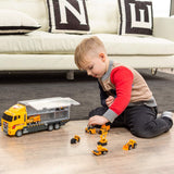 JOYIN 11 in 1 Die-cast Construction Truck Vehicle Car Toy Set Play Vehicles in Carrier Truck