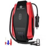 Helteko Portable Air Compressor Pump 150PSI 12V - Digital Tire Inflator - Auto Tire Pump with Emergency Led Lighting and Long Cable for Car