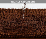 LuxUrux Bathroom Rugs Luxury Chenille 2-Piece Bath Mat Set, Soft Plush Anti-Slip Shower Rug +Toilet Mat.1'' Microfiber (Curved Runner Set, Brown)