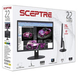 Sceptre E225W-19203R 22" Ultra Thin 75Hz 1080p LED Monitor 2x HDMI VGA Build-in Speakers, Metallic Black 2018