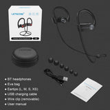 LETSCOM Bluetooth Headphones IPX7 Waterproof, Wireless Sport Earphones, BlackGray