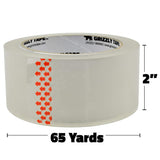 Grizzly Brand Clear Packing Tape Refill Rolls for Shipping, Moving, Packaging - True 2 inch x 65 Yards, 2.8mil Thick, 12 Rolls