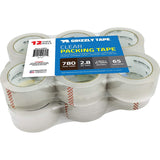 Grizzly Brand Clear Packing Tape Refill Rolls for Shipping, Moving, Packaging - True 2 inch x 65 Yards, 2.8mil Thick, 12 Rolls