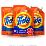 Tide Laundry Detergent Liquid, Original Scent, HE Turbo Clean, Pack of 3 Smart Pouches, 48 oz Each, 93 Loads Total