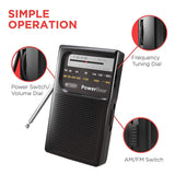 PowerBear AM FM Portable Radio | Battery Operated, Long Range, Handheld