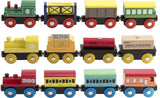 Play22 Wooden Train Set 12 PCS - Train Toys Magnetic Set Includes 3 Engines - Toy Train Sets For Kids Toddler Boys And Girls