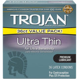 Trojan Ultra Thin Lubricated Condoms 36ct