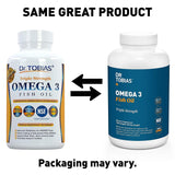 Dr Tobias Omega 3 Fish Oil Triple Strength, 2,000mg, Burpless, Non-GMO, NSF-Certified, 180 Counts