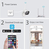 Zmodo Wireless Security Camera System (4 Pack) , Smart Home HD Indoor Outdoor WiFi IP Cameras with Night Vision, 1-month Free Cloud Recording