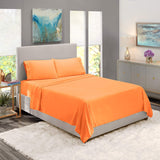 Nestl Bedding Soft Sheets Set – 4 Piece Bed Sheet Set, 3-Line Design Pillowcases – Wrinkle Free – 10”16” Good Fit Deep Pockets Full XL, Light Orange