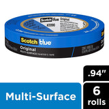 ScotchBlue Original Multi-Surface Painter’s Tape, .94 inch x 60 yard, 2090, 6 Rolls