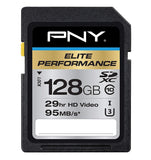 PNY P-SDX128U395-GE Elite Performance 128 GB High Speed SDXC Class 10 UHS-I, U3 Up to 95 MB/Sec Flash Card
