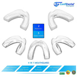 The ConfiDental - Pack of 5 Moldable Mouth Guard for Teeth Grinding Clenching Bruxism, Sport Athletic, Whitening Tray, Including 3 Regular