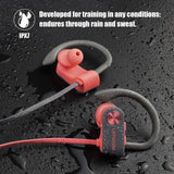 LETSCOM Bluetooth Headphones IPX7 Waterproof, Wireless Sport Earphones, HiFi Bass Stereo Sweatproof Earbuds w/Mic, Noise Cancelling Headset PinkGrey
