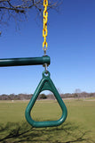 Jungle Gym Kingdom 18" Trapeze Swing Bar Rings 48" Heavy Duty Chain Swing Set Accessories & Locking Carabiners (Green)