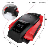 Helteko Portable Air Compressor Pump 150PSI 12V - Digital Tire Inflator - Auto Tire Pump with Emergency Led Lighting and Long Cable for Car