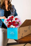 Benchmark Bouquets 20 stem Rainbow Mini Carnations, With Vase (Fresh Cut Flowers)