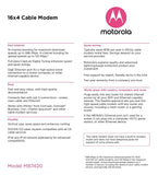 MOTOROLA 16x4 Cable Modem, Model MB7420, 686 Mbps DOCSIS 3.0