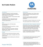 MOTOROLA 8x4 Cable Modem, Model MB7220, 343 Mbps DOCSIS 3.0 e, Cox, BrightHouse, and More