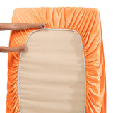 Nestl Bedding Soft Sheets Set – 4 Piece Bed Sheet Set, 3-Line Design Pillowcases – Wrinkle Free – 10”16” Good Fit Deep Pockets Full XL, Light Orange