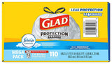 Glad Tall Kitchen Drawstring Trash Bags - OdorShield 13 Gallon White Trash Bag, Febreze Fresh Clean - 110 Count
