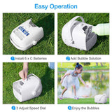 1byone Automatic Bubble Blower Machine For Kids with 2 Speed Level, Operated By Plug In or Battery