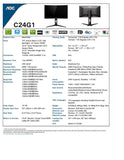 AOC C24G1 24" Curved Frameless Gaming Monitor, FHD 1080p, 1500r VA Panel, 1ms MPRT 144Hz, FreeSync, DP/HDMI/VGA, Height Adjustable, VESA