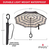 Sharpty Inverted Umbrella, Umbrella Windproof, Reverse Umbrella, Umbrellas for Women with UV Protection, Upside Down Umbrella with C-Shaped Handle