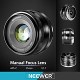 Neewer 35mm F/1.7 Large Aperture Manual Prime Fixed Lens APS-C for Sony E-Mount Digital Mirrorless Cameras A7III,A9,NEX 3,3N,5,NEX 5T,NEX 5R