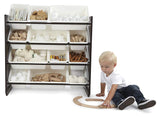Tot Tutors Kids' Toy Storage Organizer with 12 Plastic Bins, Espresso/White (Espresso Collection)