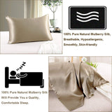 Ravmix Mulberry Silk Pillowcase Standard Size 21 Momme 600 Thread Count Hypoallergenic Both Sides 100% Silk Pillow Case Apricot
