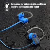 LETSCOM Bluetooth Headphones IPX7 Waterproof, Wireless Sport Earphones, HiFi Bass Stereo Sweatproof Earbuds w/Mic, Noise Cancelling Headset BlueGray