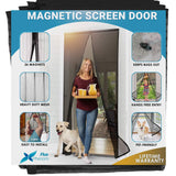 Flux Phenom Reinforced Magnetic Screen Door, Fits Doors up to 38 x 82-Inch, Black