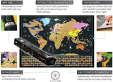 Scratch Off Map of The World + Premium Scratch Off USA Map, Accessories and Gift Packaging