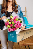 Benchmark Bouquets Light Pink Roses and White Oriental Lilies, No Vase (Fresh Cut Flowers)