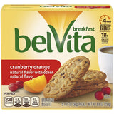 belVita Breakfast Biscuits, Cranberry Orange Flavor, 30 Packs (4 Biscuits Per Pack)