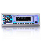 Pyle Marine Bluetooth Stereo Radio - 12v Single DIN Style Boat In dash Radio Receiver System with Built-in Mic, Digital LCD, RCA, MP3, USB, SD