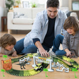 HOMOFY Dinosaur Toys 142pcs Slot Car Race Flexible Tracks 2 Dinosaurs,Create A Road Toys for 3 4 5 6 Year Old Boys Girls Toddlers Birthday Gifts