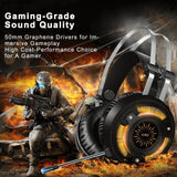 ALWUP Stereo Gaming Headset for PS4, Xbox One Headset, Lightweight Noise Cancelling Over Ear PC Gaming Headphones with Anti-Noise Mic, 50mm Drivers