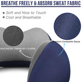 MLVOC Travel Pillow 100% Pure Memory Foam Neck Pillow, Comfortable & Breathable Cover - Machine Washable, Airplane Travel Kit with 3D Sleep Mask Blue