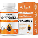 Ashwagandha 1950mg Organic Ashwagandha Root Powder Extract of Black Pepper , Thyroid Support & Adrenal Fatigue Supplements 90 Veggie Capsules